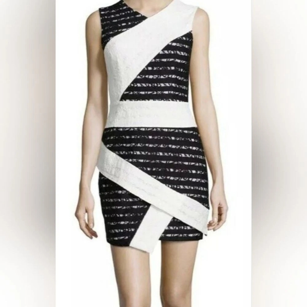 BCBGMaxAzria Black and White Striped Mini Dress